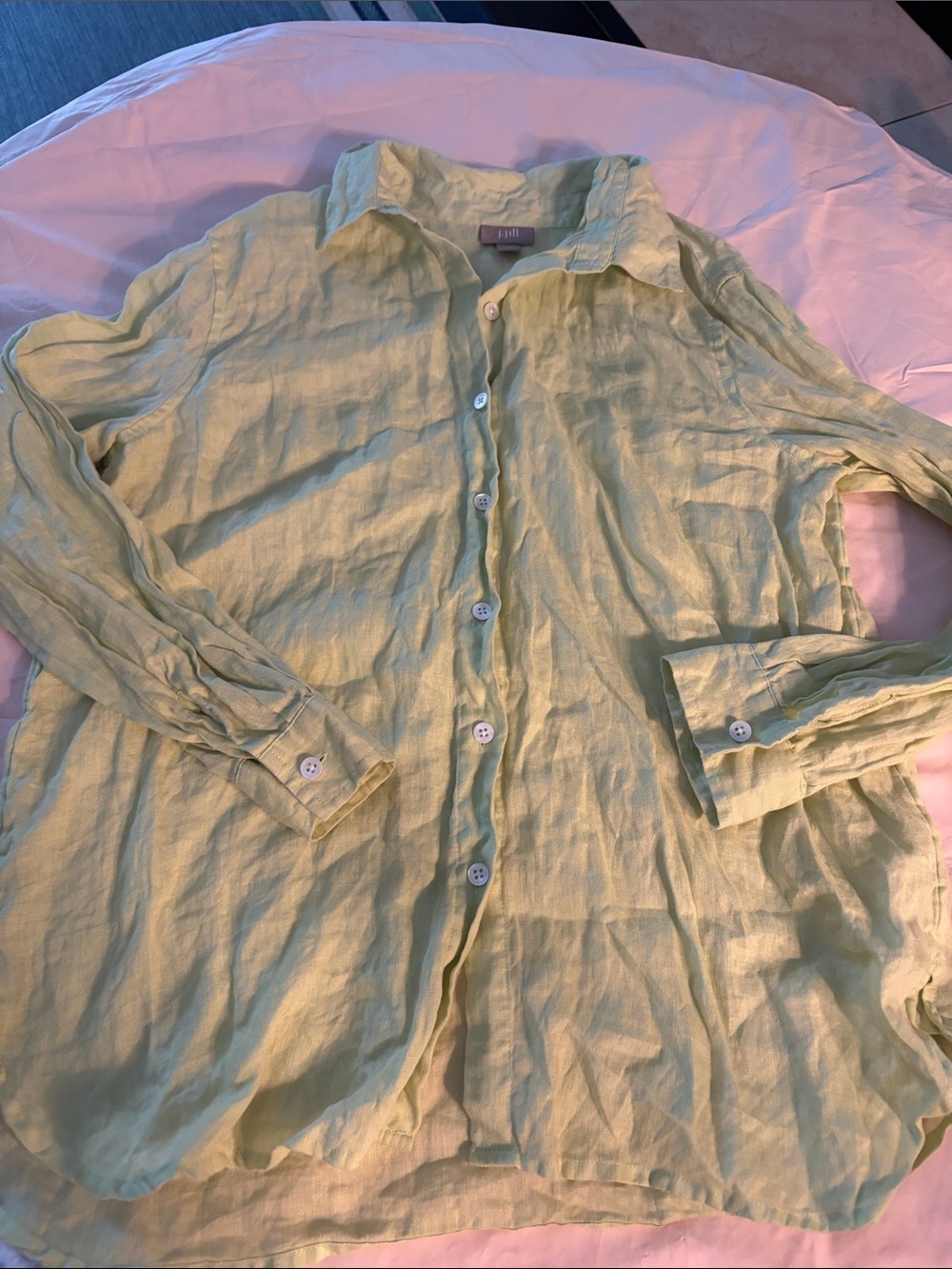 J. Jill Pastel Green Linen Collared Shirt